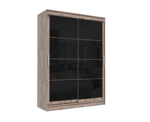 Шкаф-купе 2-х створчатый ГРАНД Дуб Горный Лакобель чёрная 200х61х220