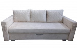 Диван прямой раскладной ППУ Стелс молочный плюш 215 см