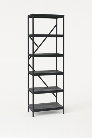 Этажерка-стеллаж Консоль-2 черный металл/сосна лофт 40х30х122