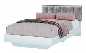 Кровать 120х200 Мемори КР-09 Белый/серый велюр (1240*890*2036)