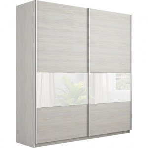 Шкаф-купе 2-х створчатый Прайм Широкий стекло белое/ясень анкор светлый 220х57х230