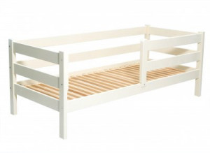 Кровать детская из массива березы с защитным бортиком белая 80х160