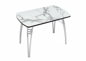 Стол обеденный раздвижной с фотопечатью Белый мрамор 70см