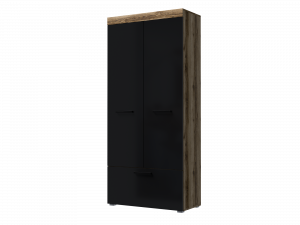 Шкаф распашной 2-х створчатый с ящиком Бастон дуб делано/черный 90х40х200