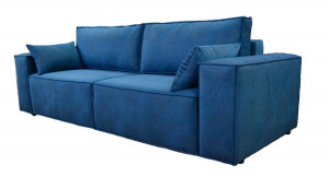 Диван прямой раскладной Конер  синий велюр 250см