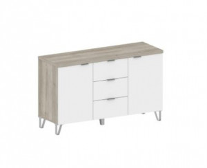 Комод 3 ящика и две двери Спальня Анима КМ-3203 дуб серый/белый 137х47х84 см