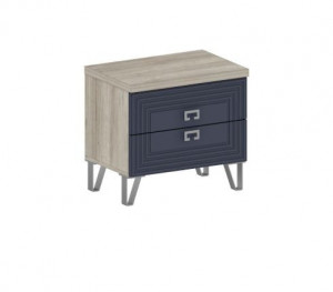 Тумба прикроватная 2 ящика Лежер ТП 3101 синий/дуб серый 56х38х52 см