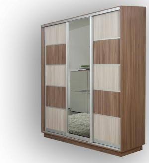 Шкаф купе 3-х створчатый распашной Ясень шимо светлый 180х45х220