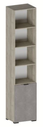 Пенал с открытыми полками и створкой Модульная гостиная Шер ШК 3330 дуб серый/сантьяго 46х38х215 см