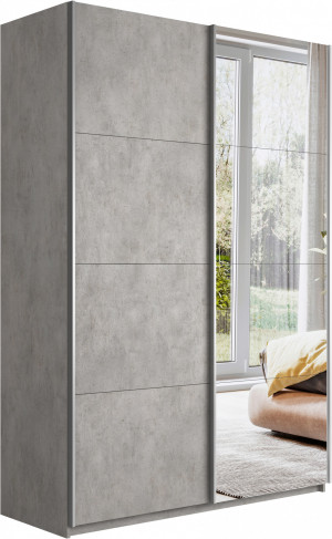 Шкаф-купе 2-х створчатый Прайм бетон/зеркало 140х57х230
