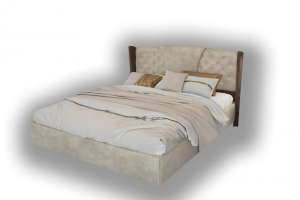 Кровать двуспальная с мягким изголовьем с ПМ ШЕР бежевый 160х200
