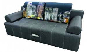 Диван прямой раскладной Еврокуб серый город 195см