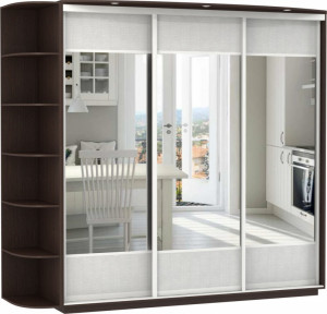 Шкаф-купе 3-х створчатый Оптим венге/зеркало/экокожа 150х50х220