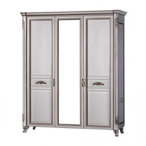 Шкаф распашной 3-дверный с зеркалом Скарлетт ясень белый 181см