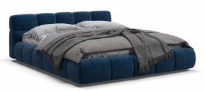 Кровать двуспальная Босс Дрим с подъемным механизмом и ящиком велюр Moнолит синяя 160х200