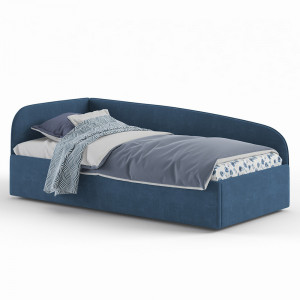 Кровать-тахта детская Симба с ПМ и ящиком синяя рогожка 80х180 см