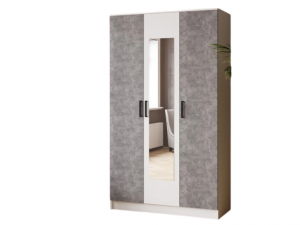 Шкаф 3-хстворчатый распашной комбинированный Ларс  с зеркалом Белый/Серый 120х51х210