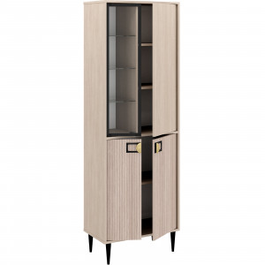 Пенал со стеклом Муза  бежевый 65х36х190