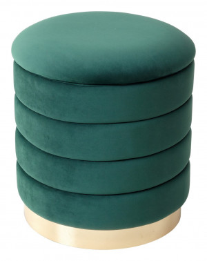 Пуф мягкий с ящиком Фред зеленый велюр 39х40