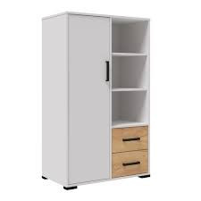 Стеллаж книжный малый Лючия  белый/дуб крафт золотой 81х46х135