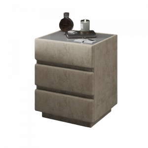 Тумба прикроватная Глория-3 бежевый велюр/стекло 50х45х61 см