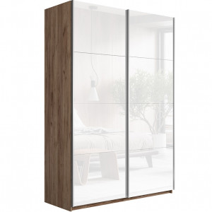 Шкаф-купе 2-х створчатый Прайм дуб крафт табачный/зеркало 160х57х230