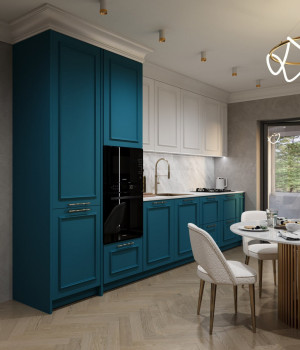 Кухонный гарнитур прямой Верона эмаль матовая бирюзовый по индивидуальным размерам