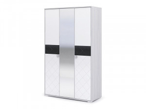 Шкаф распашной 3-х створчатый с зеркалом Сальма ШК 023 анкор/белый глянец 123х52х206