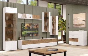 Гостиная Джерси белая/дуб золотой