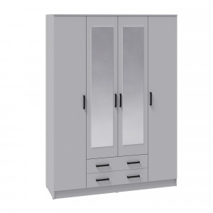 Шкаф 4-х створчатый распашной Асти Белый с зеркалом 160см