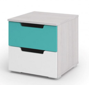 Тумба прикроватная МИА ТБ 051 Дуб анкор/Бирюза матовый металлик/Белый матовый металлик (454*446*450)