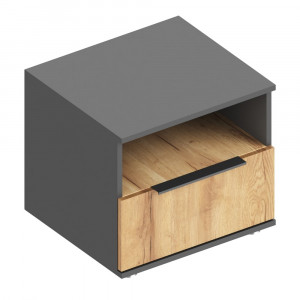 Тумба прикроватная с ящиком и нишей Стил  дуб золотистый /серый ЛОФТ 50х45х45