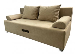 Диван прямой раскладной ППУ Валик бежевый с прострочкой 190 см