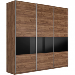 Шкаф-купе 3-х створчатый Прайм Широкий крафт табачный/стекло 240х57х230