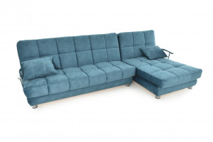 Диван угловой раскладной Лиссабон ОУ синий велюр хром локти 305х150