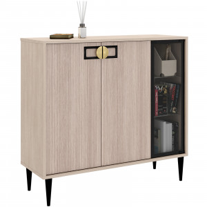 Комод со стеклом Муза бежевый 100х36х92