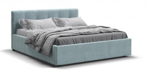 Кровать двуспальная Белла с подъемным механизмом и ящиком велюр Mонолит аква 160х200