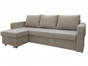 Диван угловой  раскладной Стелс бежевый велюр 240х150 см