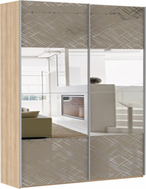 Шкаф-купе 2-х створчатый Эста дуб бордолино/стекло лабиринт/зеркало 160х66х240