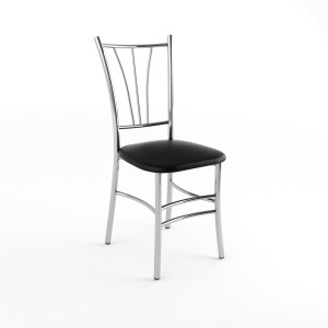 Стул кухонный Трилогия хром/экокожа черная 38х48х92