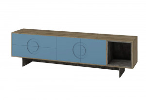 Тумба ТВ Регина бетон голубой 200х40х55