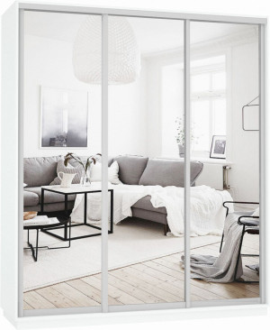 Шкаф-купе 3-х створчатый Экспресс Экспенс белый/зеркало 210х60х220