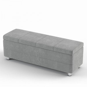 Банкетка с ящиком Нэнси серый велюр 132х47см