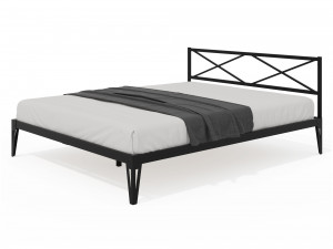Кровать  двухспальная  из металла ТЕЯ  черная 160х200