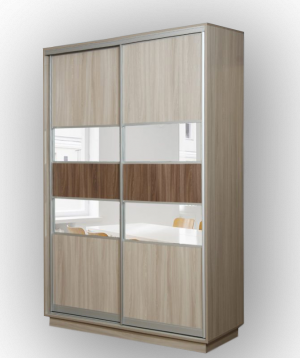 Шкаф купе 2-х створчатый распашной с зеркалом  к-005 Ясень шимо светлый 160х45х220