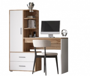 Стол компьютерный письменный СК-14 правый Дуб вотан белый 128х55х140