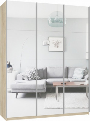 Шкаф купе 3-х створчатый Прайм дуб сонома/зеркало  180х57х230