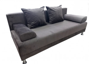 Диван прямой раскладной НПБ Еврик с валиками коричневый велюр 190см