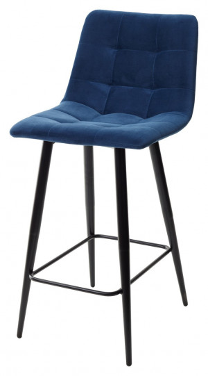 Полубарный стул CHILLI-QB синий велюр / черный каркас