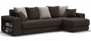 Диван угловой Дубай рогожка Maльмо шоколад/бежевый 300х155х87